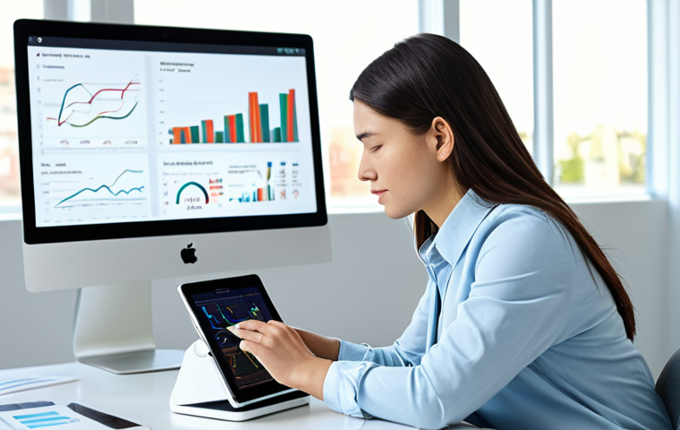 A professional young woman, approximately 28 years old, fully clothed in a modest business casual outfit, intensely focused on a tablet screen. She is seated at a sleek, modern desk in a bright, clean office environment. The tablet displays a sophisticated AI language assessment interface with intricate graphs and detailed text feedback. The setting is illuminated by soft, natural light, creating a focused and studious atmosphere. Perfect anatomy, correct proportions, natural pose, well-formed hands, proper finger count, natural body proportions. Safe for work, appropriate content, fully clothed, professional, family-friendly.