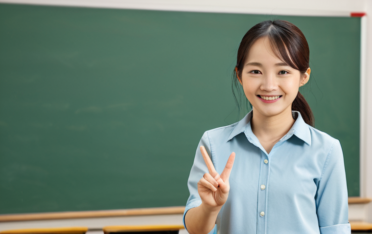 언어 교육에서의 발음 훈련 기법 - A professional businesswoman in a modern office setting, wearing a modest business suit, fully cloth...