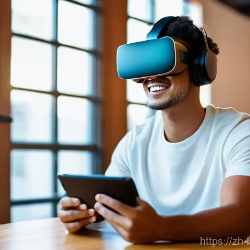 언어 교육에서의 학생 참여 - **Prompt:** A young adult, male or female, with a bright, engaged expression, is comfortably seated ...