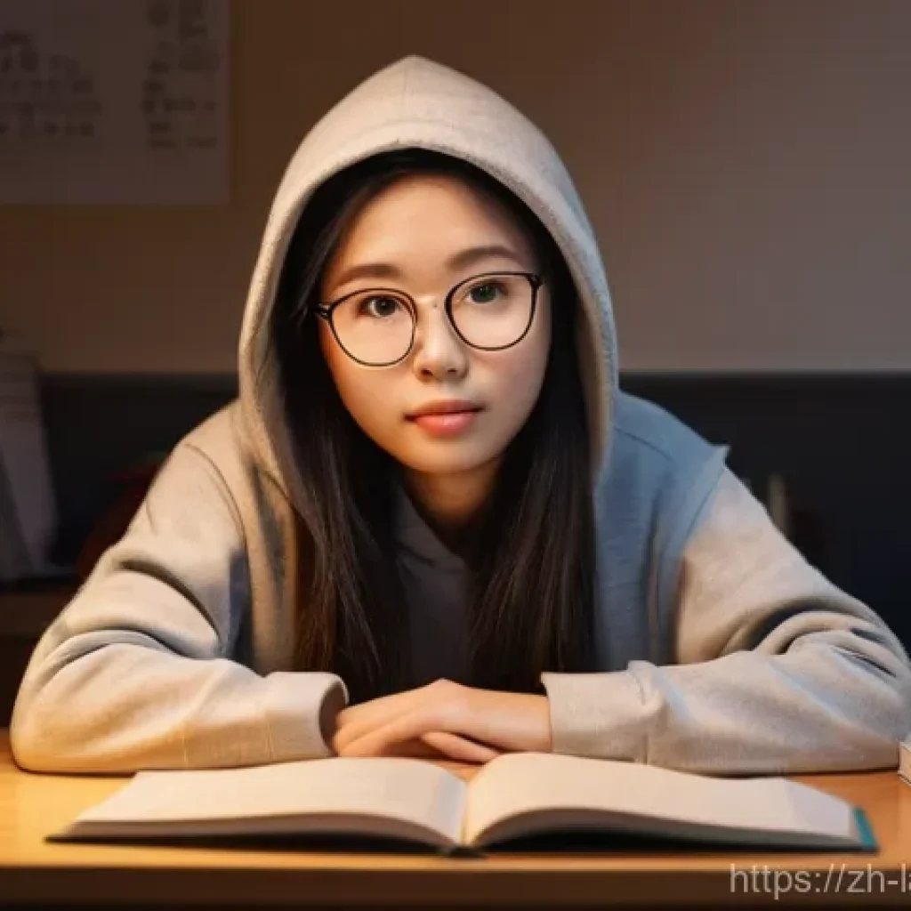 언어 교육에서의 표준화된 평가 - **Prompt 1: The Diligent Student Facing Traditional Exams**
"A young East Asian woman, approxima...